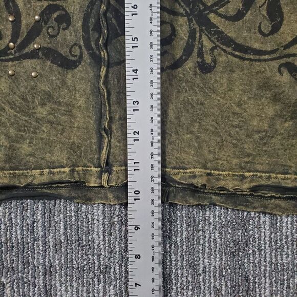 Affliction Dead Or Alive Shirt Men's XL Brown Copper Crewneck Beaded Rockabilly - Picture 12 of 12